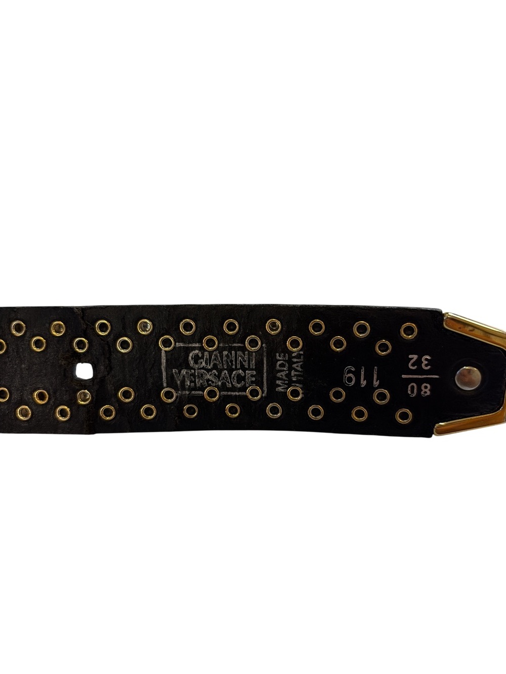 Rare Vintage Gianni Versace Medusa Studded Leather Belt - Picture 13 of 16